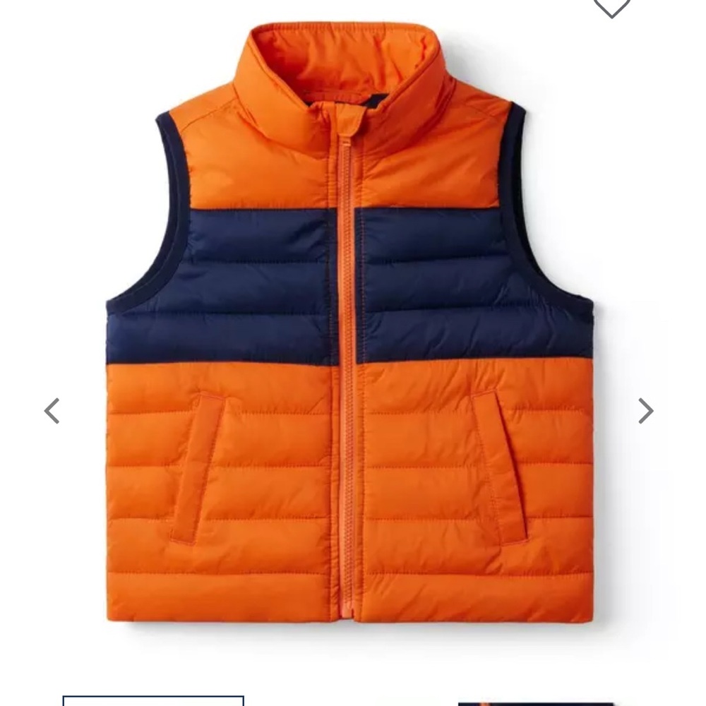 Janie and Jack ColorBlocked Puffer Vest Boys Size 5-6 Orange and Navy Like New
